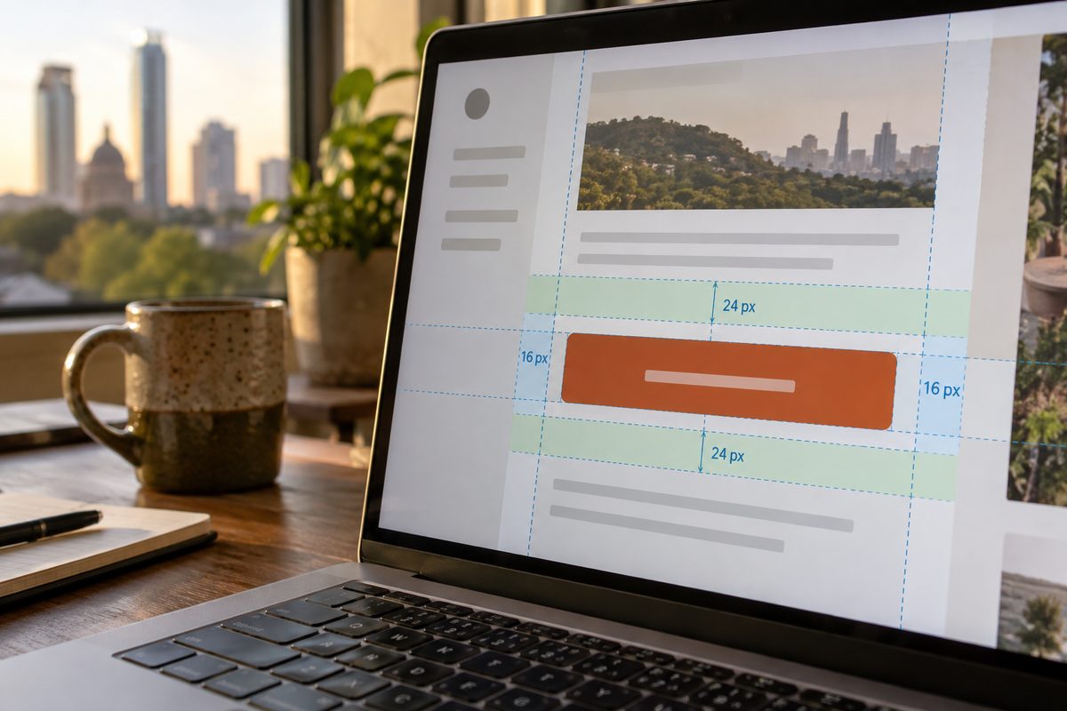 Spacing inspection around a web page action